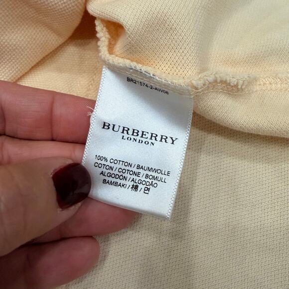 Burberry London Cotton Pique Polo T-Shirt in Cream size Medium - Picture 7 of 9